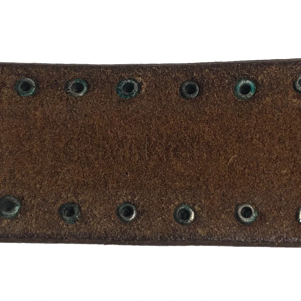 Vtg Y2K Calvin Klein Jeans Studded Brown Leather‎ Belt 33-37